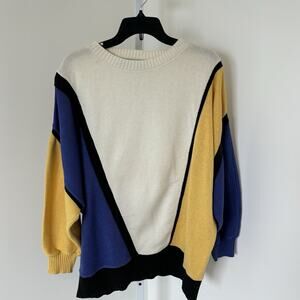 Vintage 80's Women's Arion Oversized Multi Colorblock Sweater